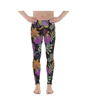 Mens Leggings Workout Faux Paillette Flower Meggings | Gearbunch.com