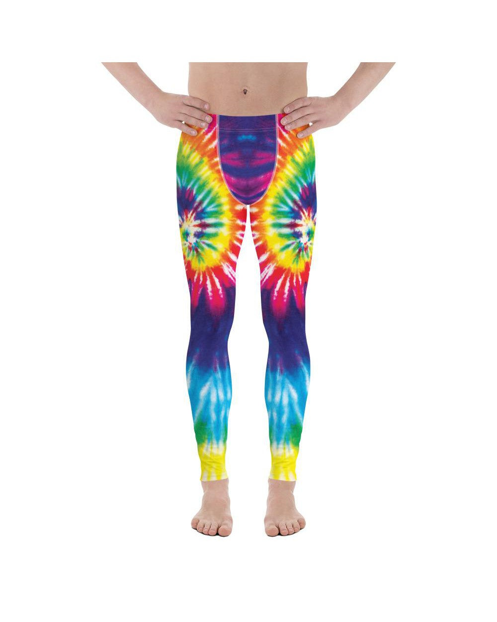 Mens Leggings Workout Tie Dye Swirl Meggings Rainbow | Gearbunch.com