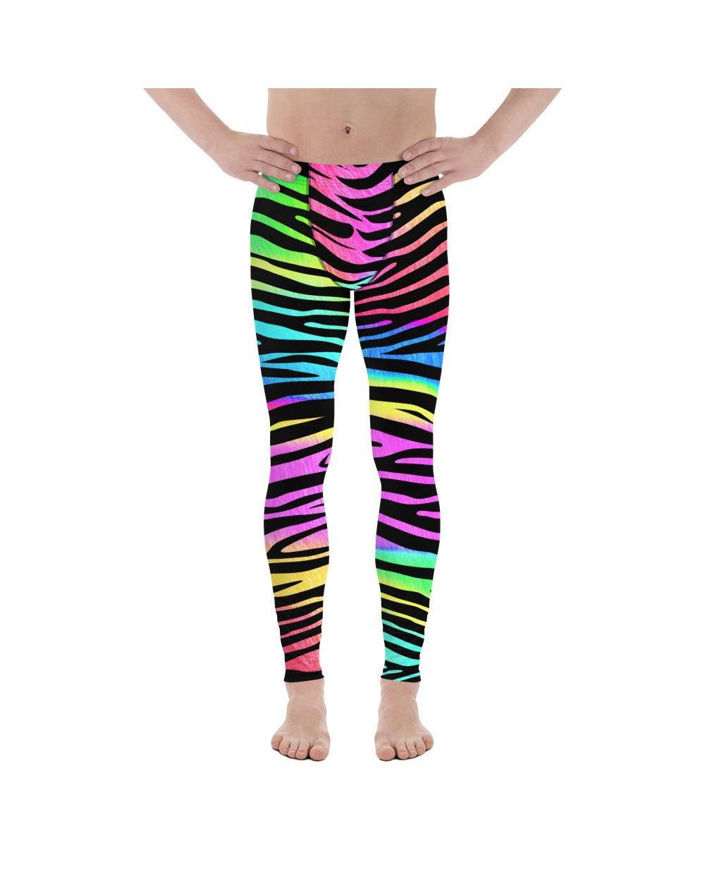 Mens Leggings Workout Colorful Zebra Striped Meggings | Gearbunch.com