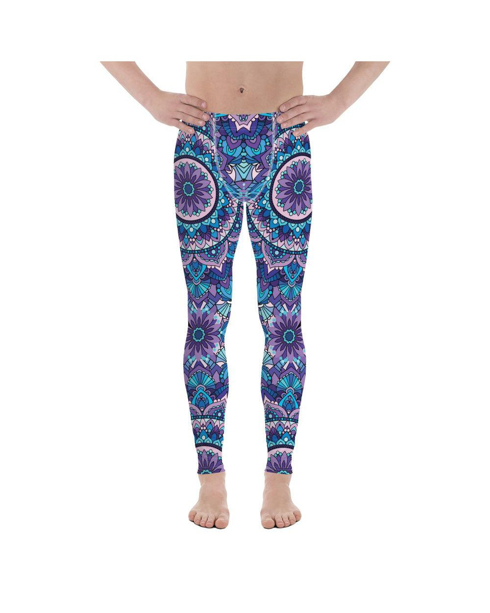 Mens Leggings Workout Colorful Blue Mandala Meggings | Gearbunch.com