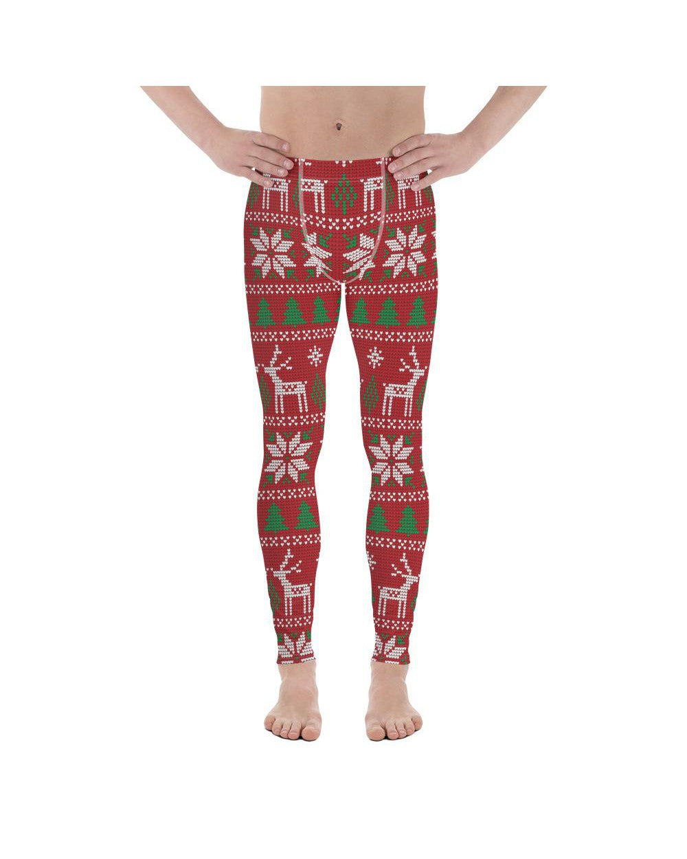 Mens Leggings Workout Red Ugly Christmas Meggings | Gearbunch.com