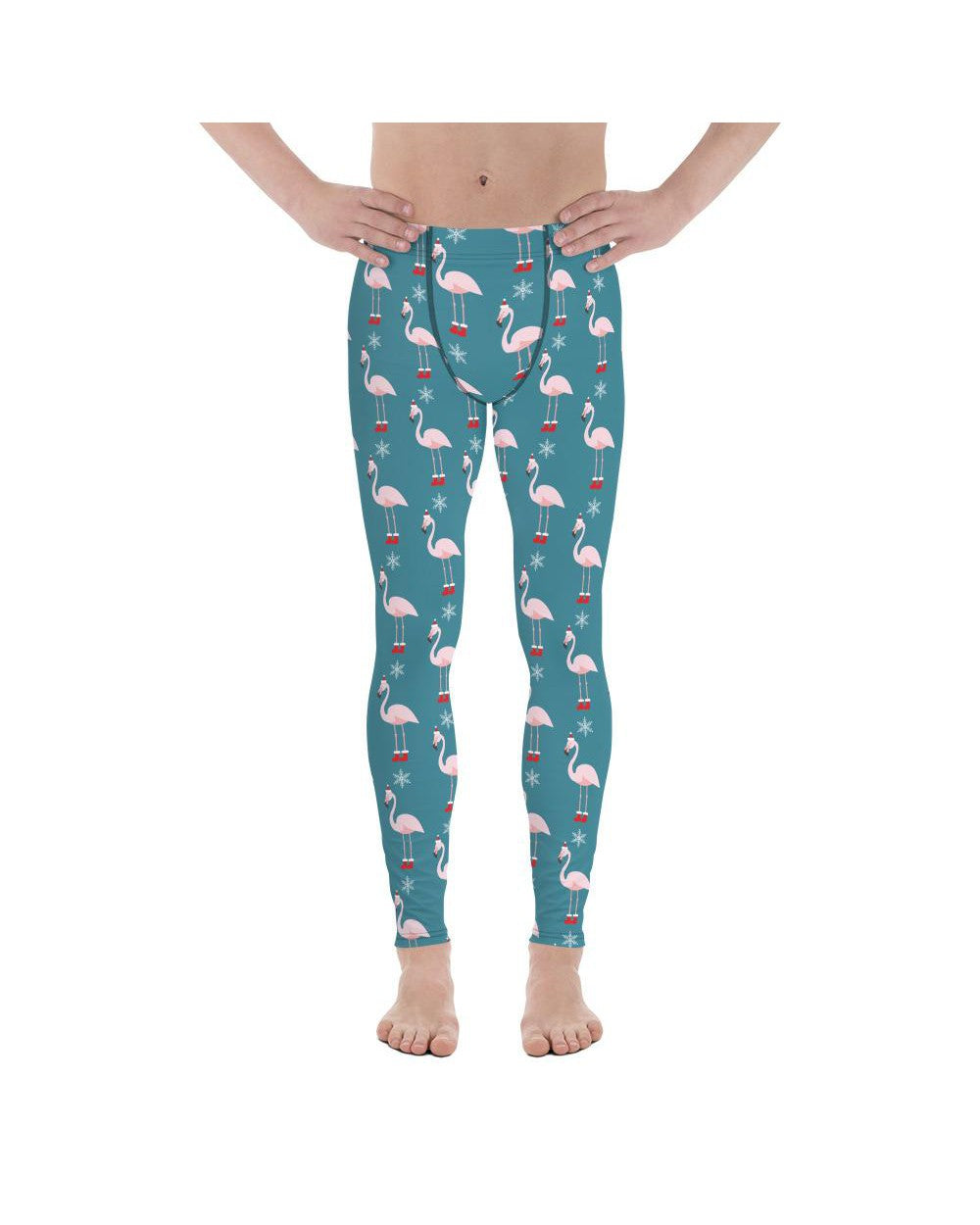 Mens Leggings Christmas Flamingo Patterned Meggings | Gearbunch.com