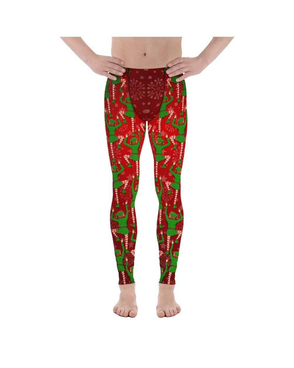 Mens Leggings Workout Santa's Elves Meggings Red/Green | Gearbunch.com