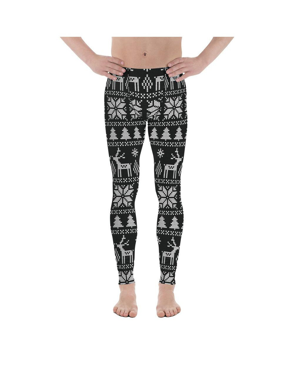 Mens Leggings B&W Ugly Christmas Meggings Black/White | Gearbunch.com