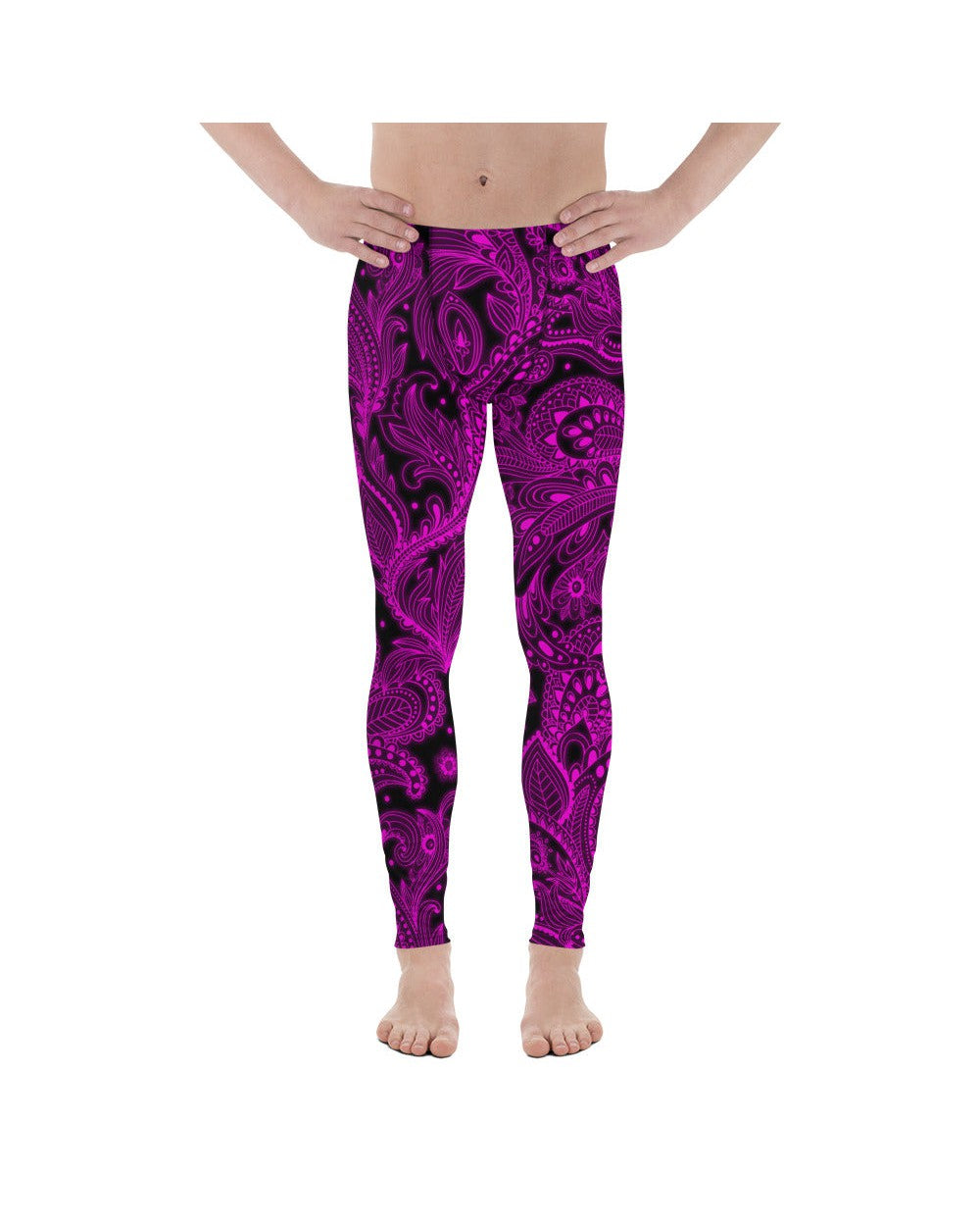 Mens Leggings Workout Pink Glowing Floral Meggings | Gearbunch.com