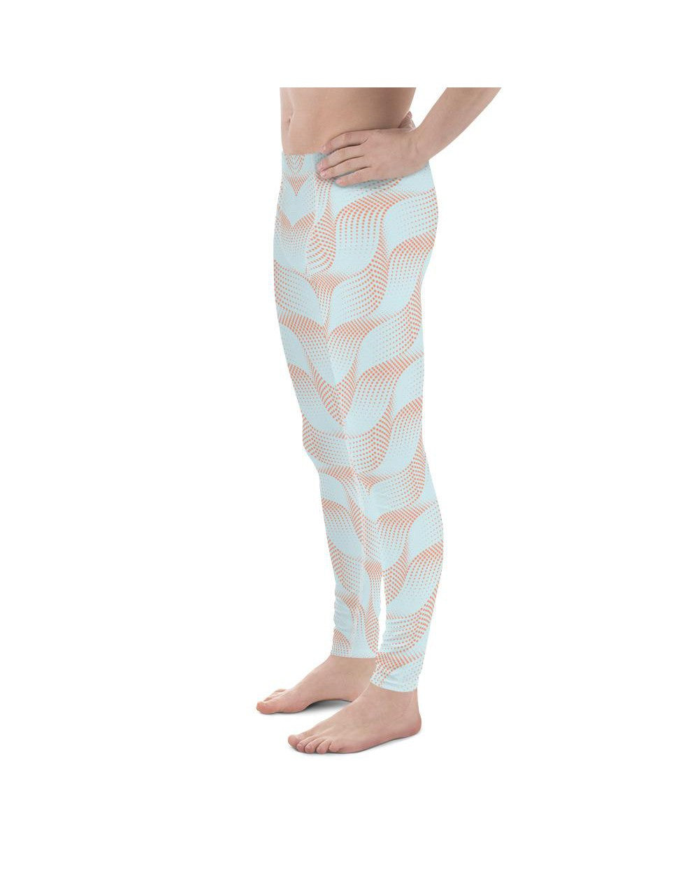 Light Blue & Apricot Wave Meggings Gearbunch Men's Leggings