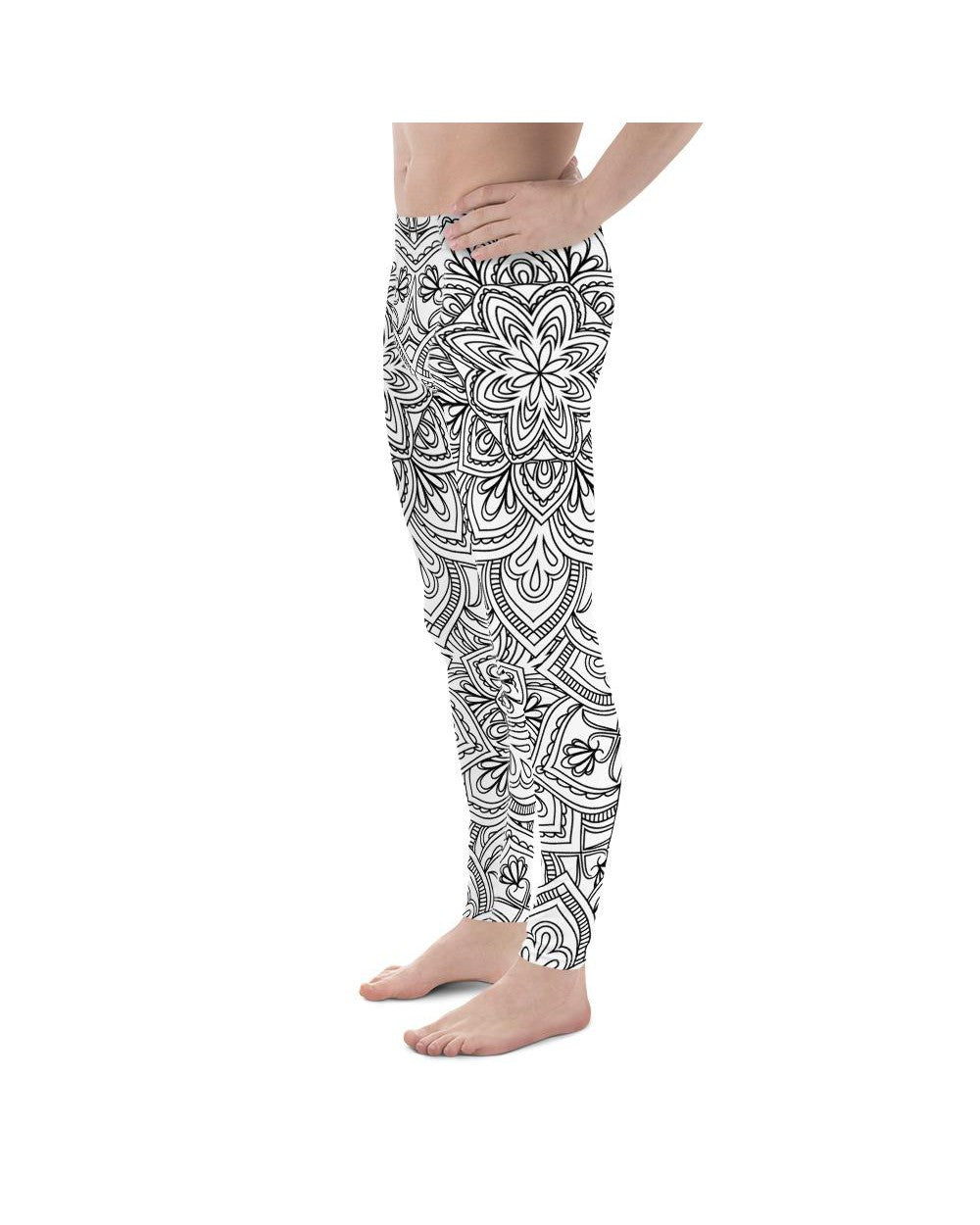 White & Black Mandala Meggings Gearbunch Men's Leggings