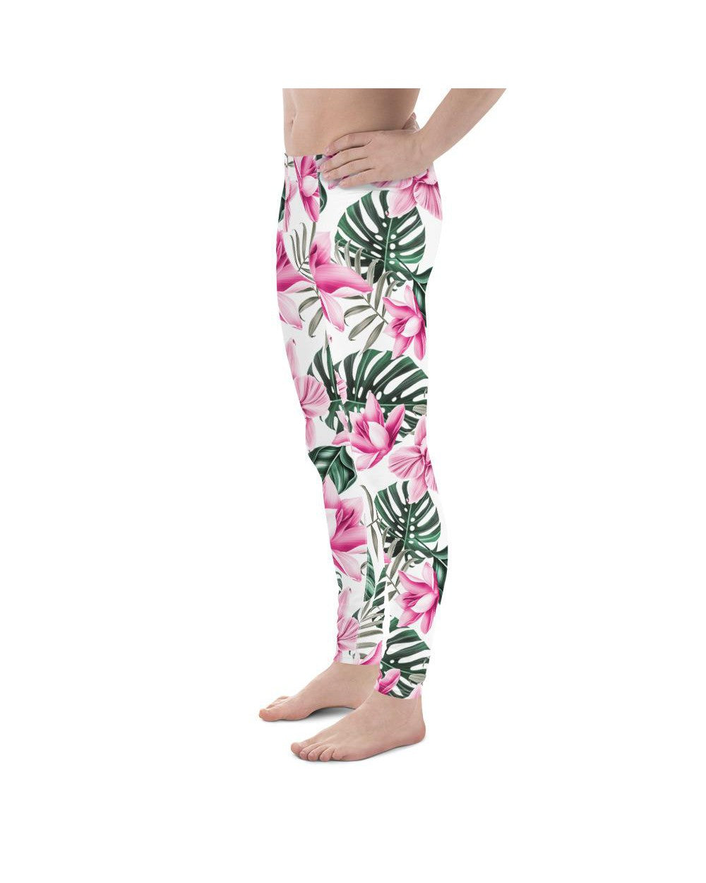 Tropical Floral White Meggings Gearbunch Men's Leggings