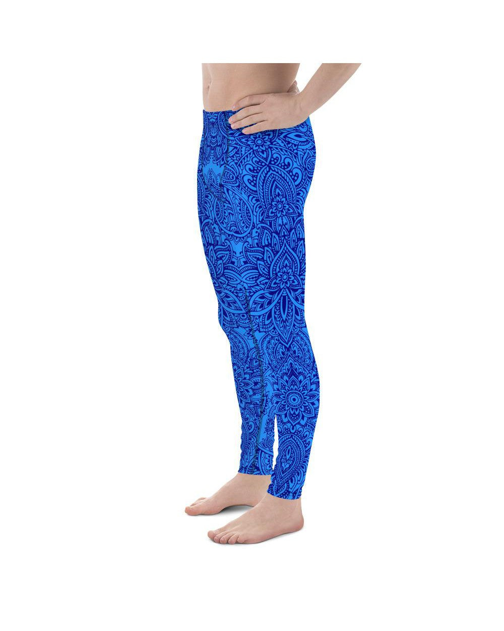 Blue and Navy Henna Tattoo Meggings Gearbunch Men's Leggings 