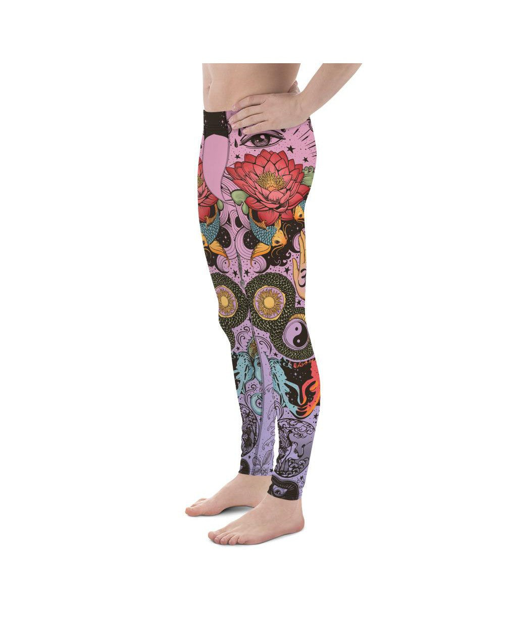 Pink Tattooed Lotus Meggings Gearbunch Men's Leggings