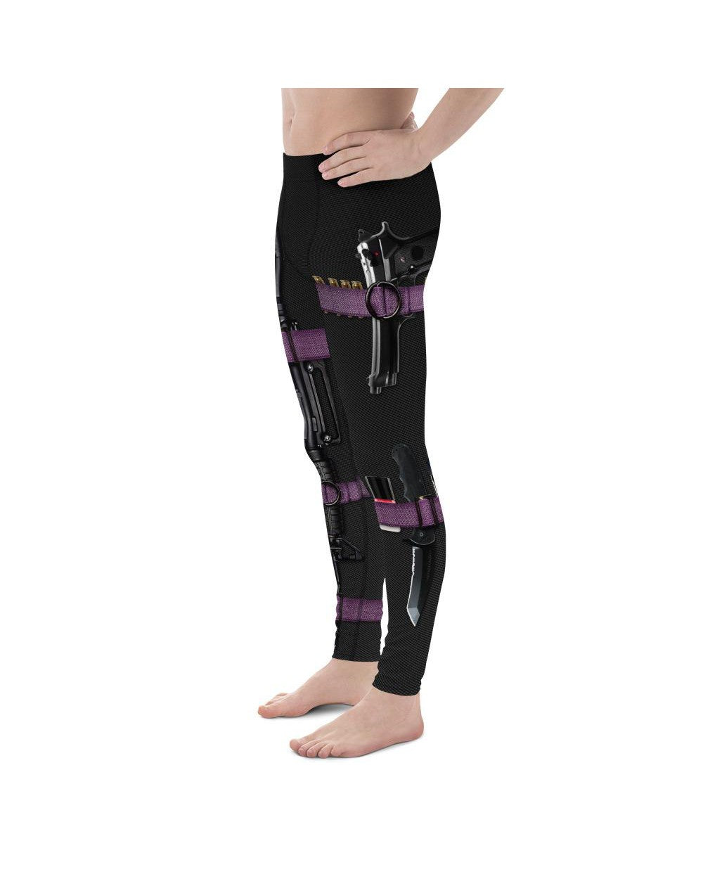 Mens Leggings Workout Guns & Make-up Carbon Meggings Black/Purple/White | Gearbunch.com