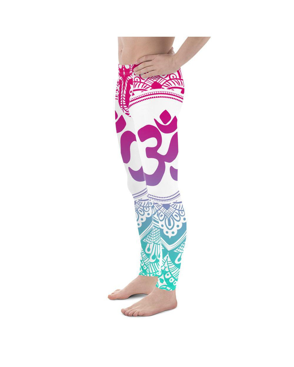 Mens Leggings Workout Bright OM Meggings White/Pink/Blue | Gearbunch.com