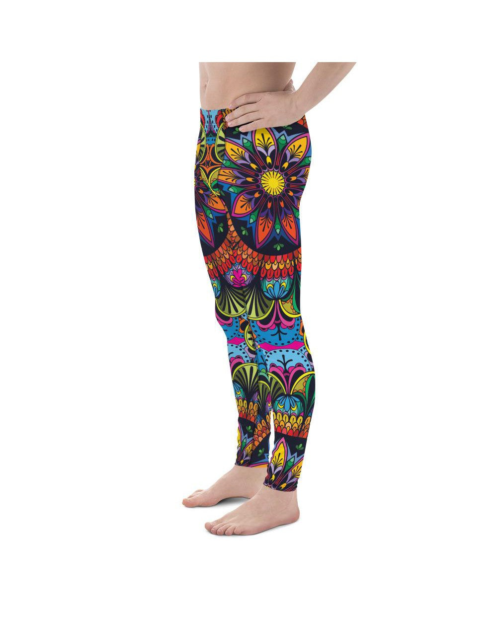 Mens Leggings Workout Colorful Mandala Meggings Blue | Gearbunch.com