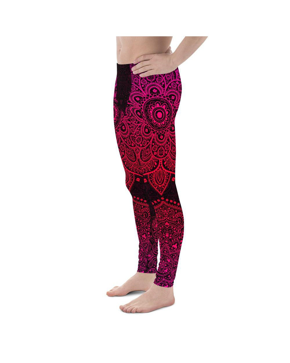 Mens Leggings Workout Pink Mandala Meggings Pink/Black | Gearbunch.com