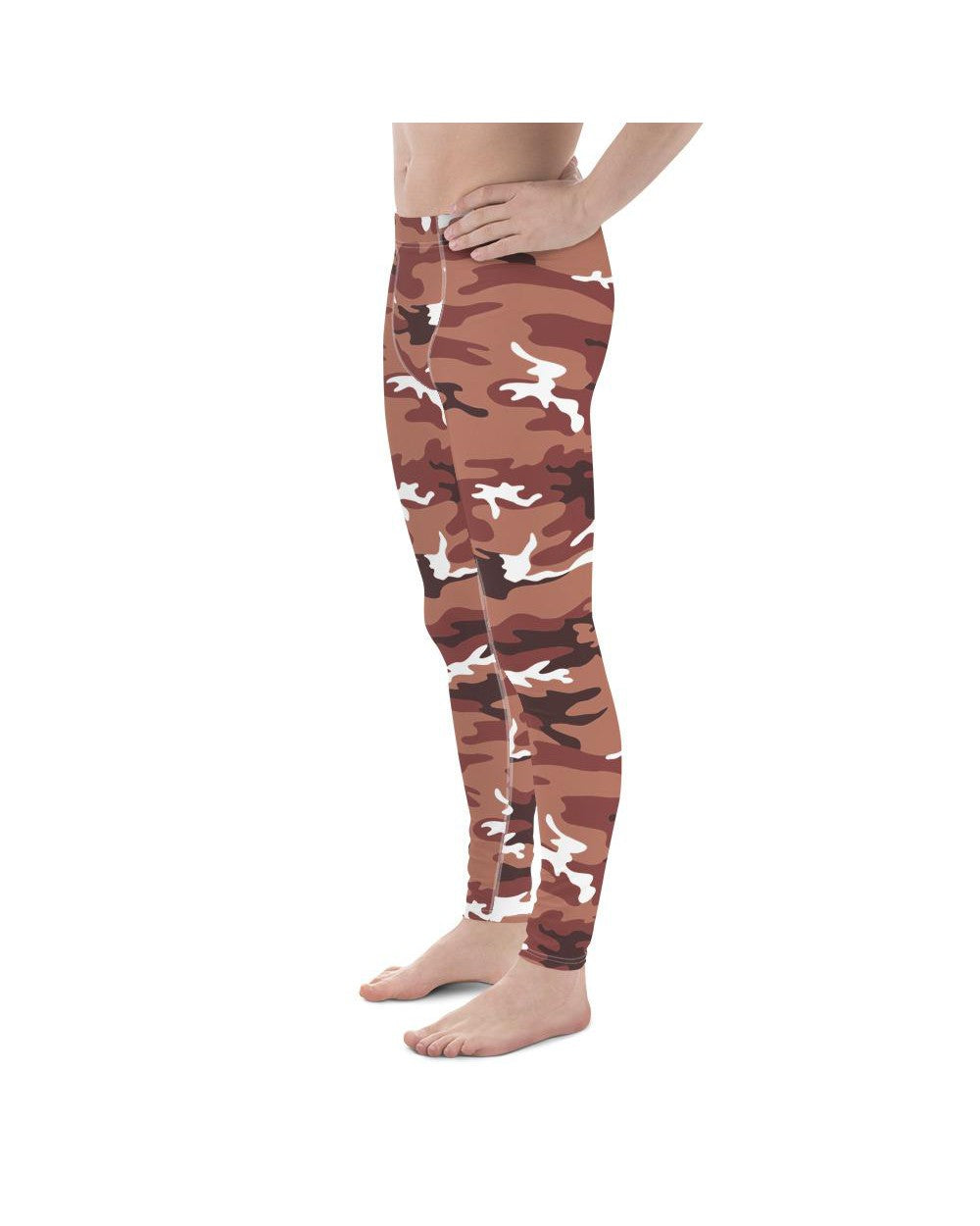 Mens Leggings Workout Brown Camo Meggings Brown/White | Gearbunch.com