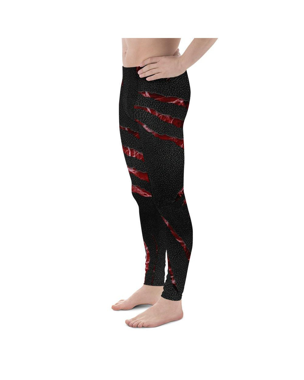 Mens Leggings Workout Ripped Flesh Meggings Red/Black | Gearbunch.com