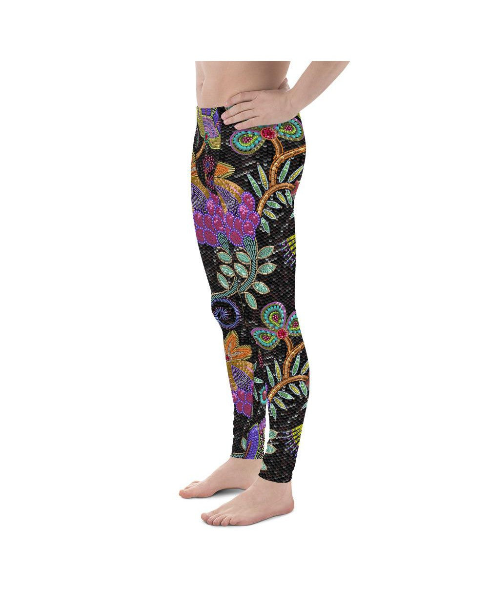 Mens Leggings Workout Faux Paillette Flower Meggings | Gearbunch.com