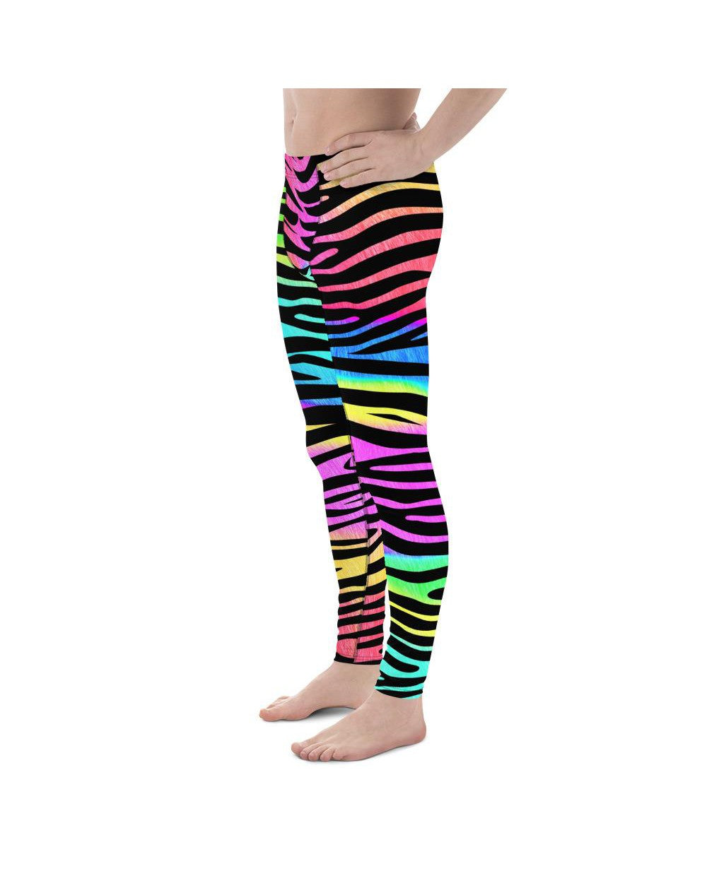 Mens Leggings Workout Colorful Zebra Striped Meggings | Gearbunch.com