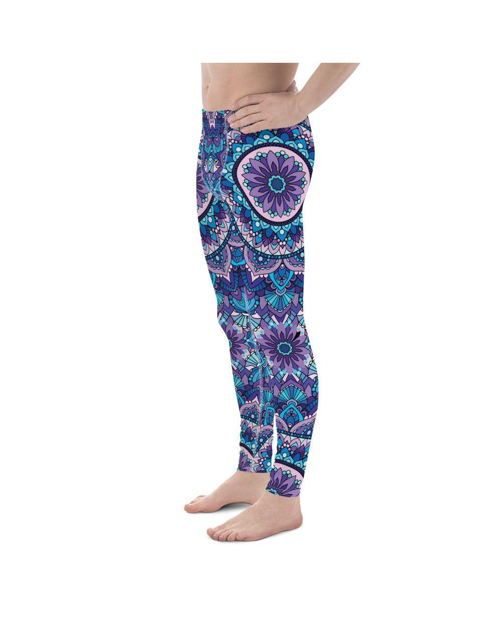 Mens Leggings Workout Colorful Blue Mandala Meggings | Gearbunch.com