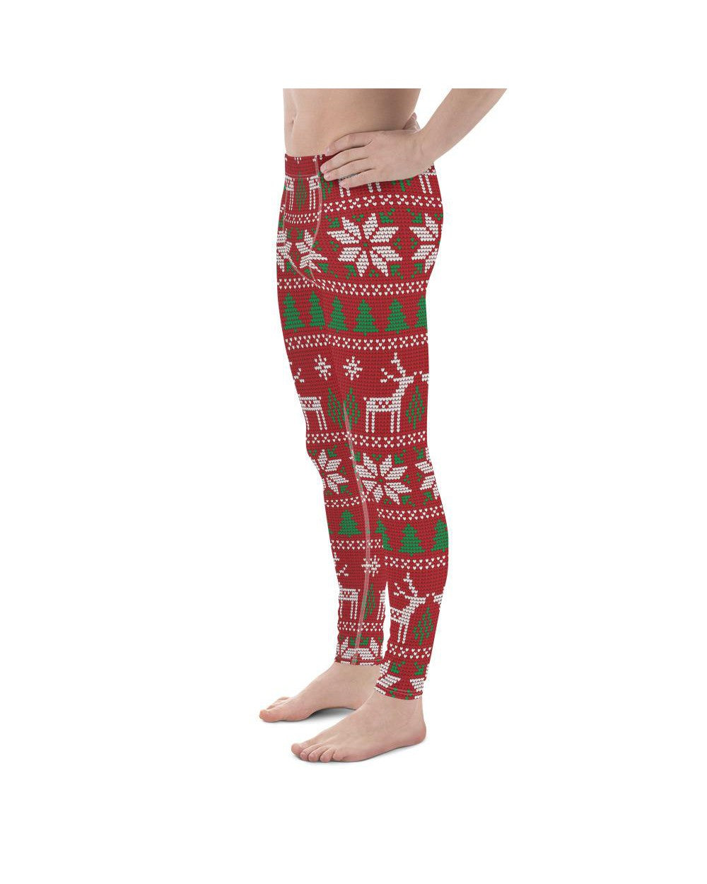 Mens Leggings Workout Red Ugly Christmas Meggings | Gearbunch.com