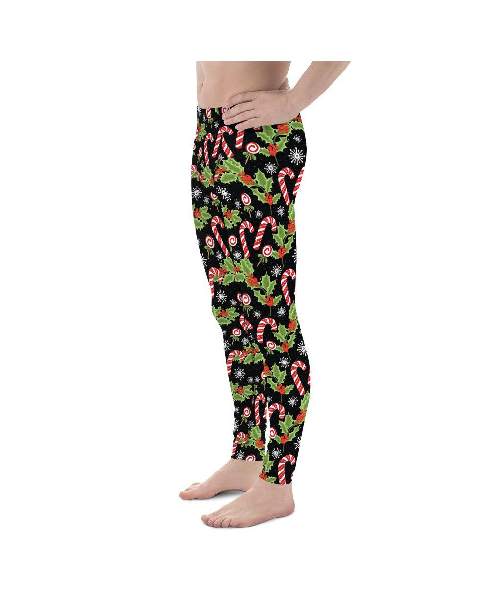 Mens Leggings Workout Holly Leaves Berries Meggings | Gearbunch.com