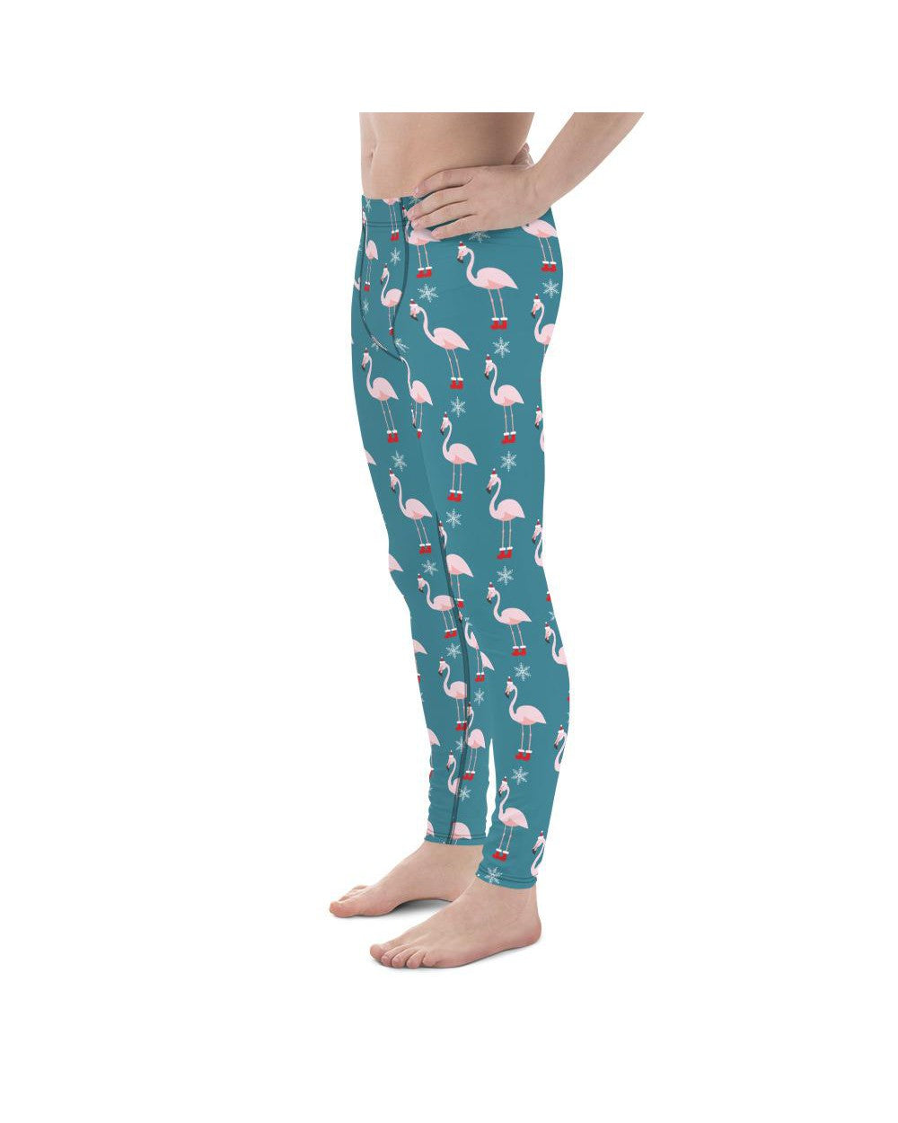 Mens Leggings Christmas Flamingo Patterned Meggings | Gearbunch.com