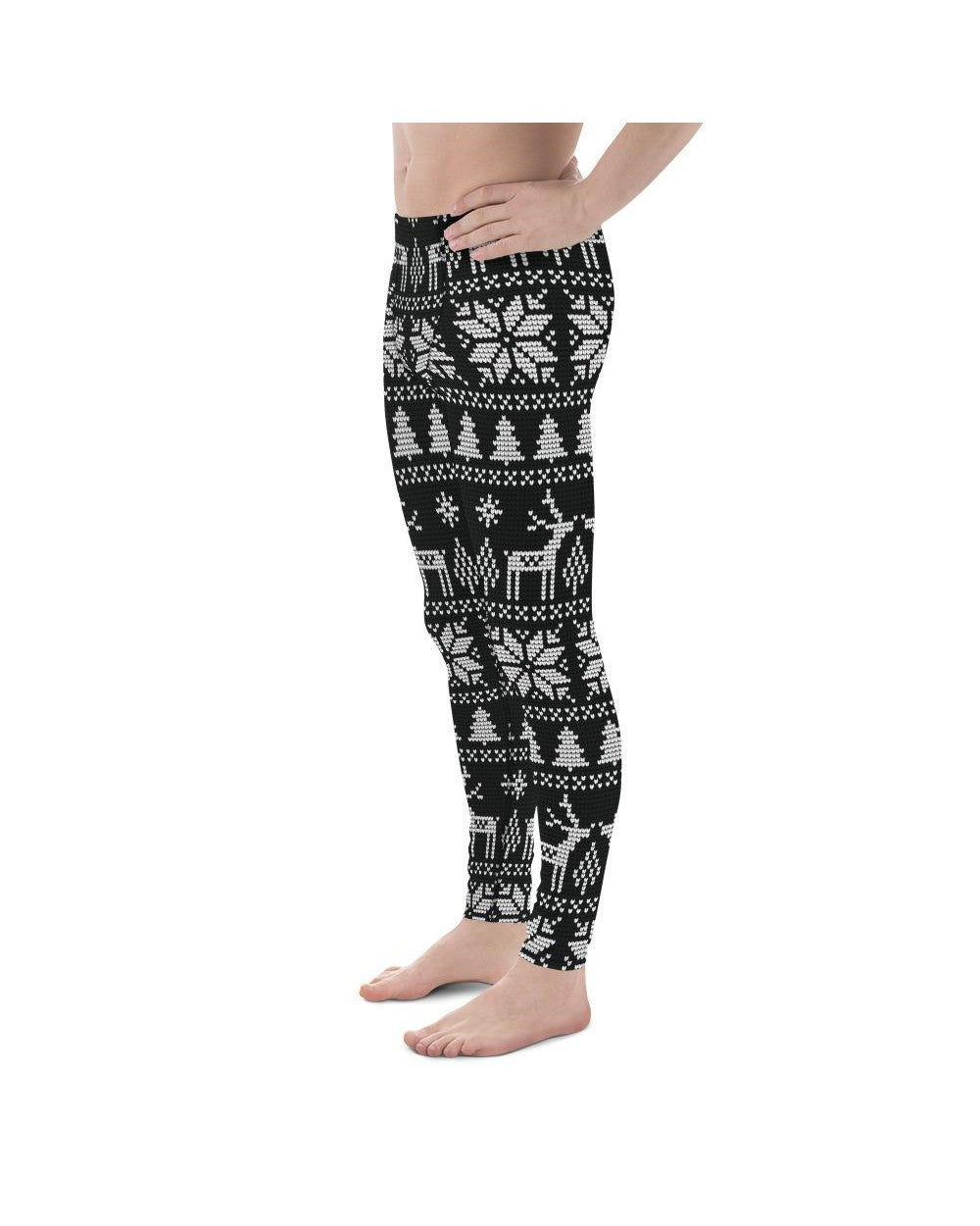 Mens Leggings B&W Ugly Christmas Meggings Black/White | Gearbunch.com