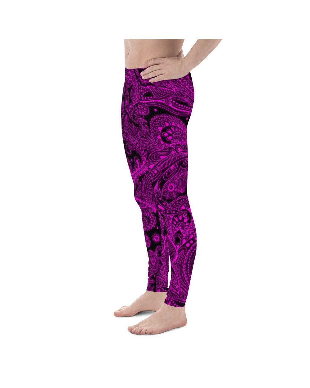 Mens Leggings Workout Pink Glowing Floral Meggings | Gearbunch.com