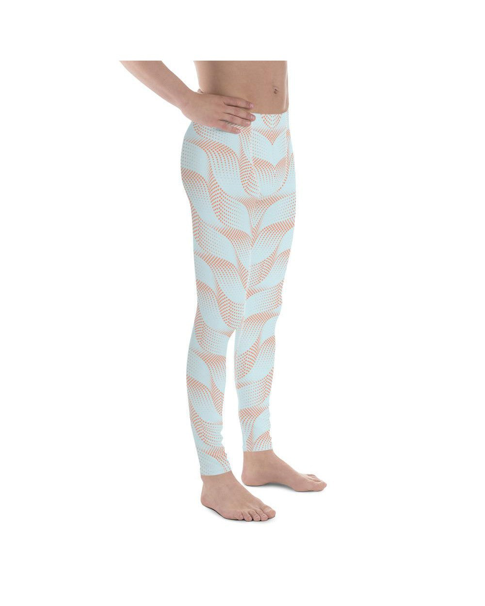 Light Blue & Apricot Wave Meggings Gearbunch Men's Leggings