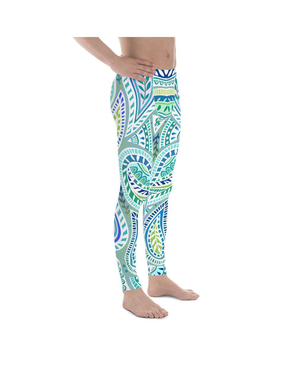 Blue and Green Paisley Meggings Gearbunch Men's Leggings