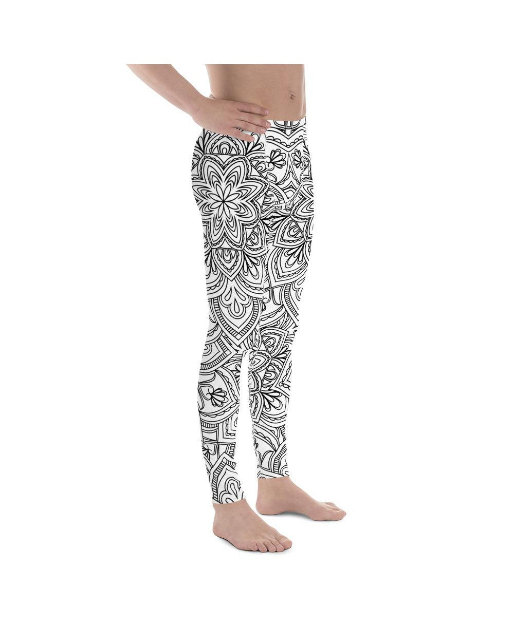 White & Black Mandala Meggings Gearbunch Men's Leggings