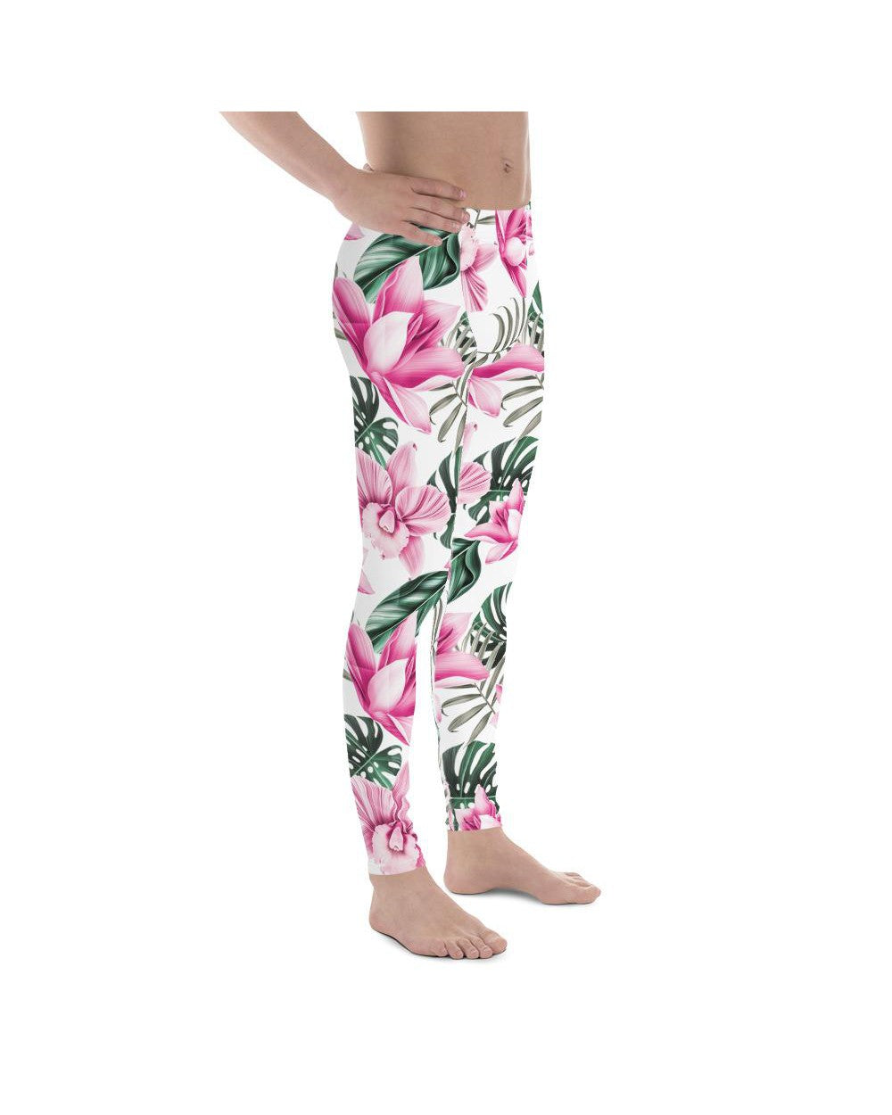 Tropical Floral White Meggings Gearbunch Men's Leggings