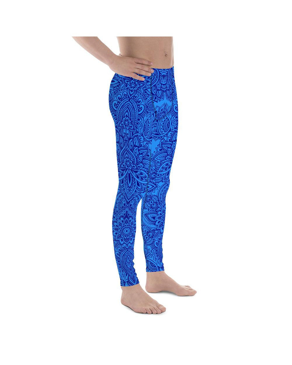 Blue and Navy Henna Tattoo Meggings Gearbunch Men's Leggings 