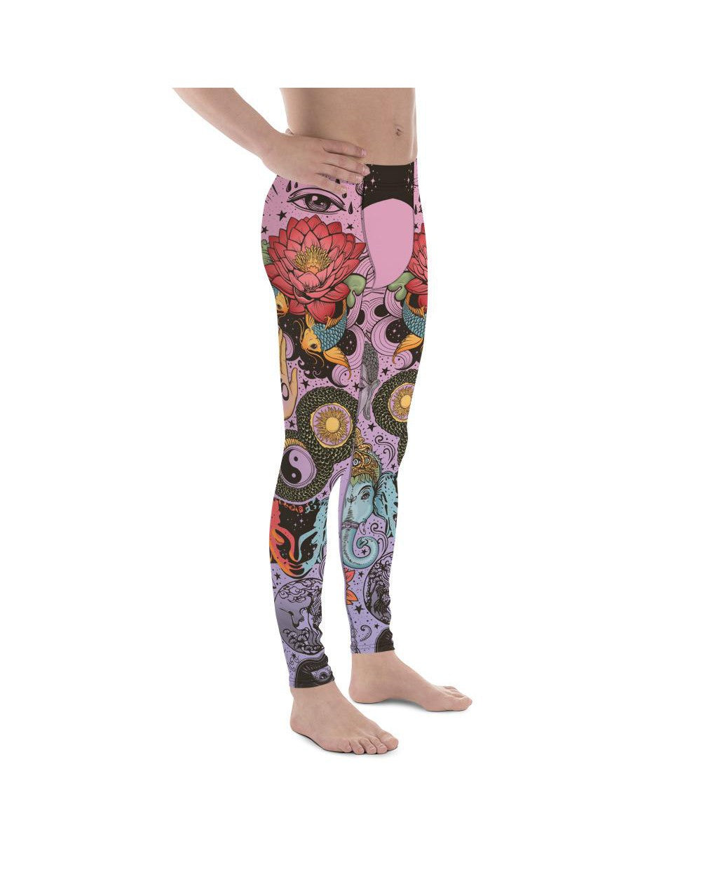 Pink Tattooed Lotus Meggings Gearbunch Men's Leggings