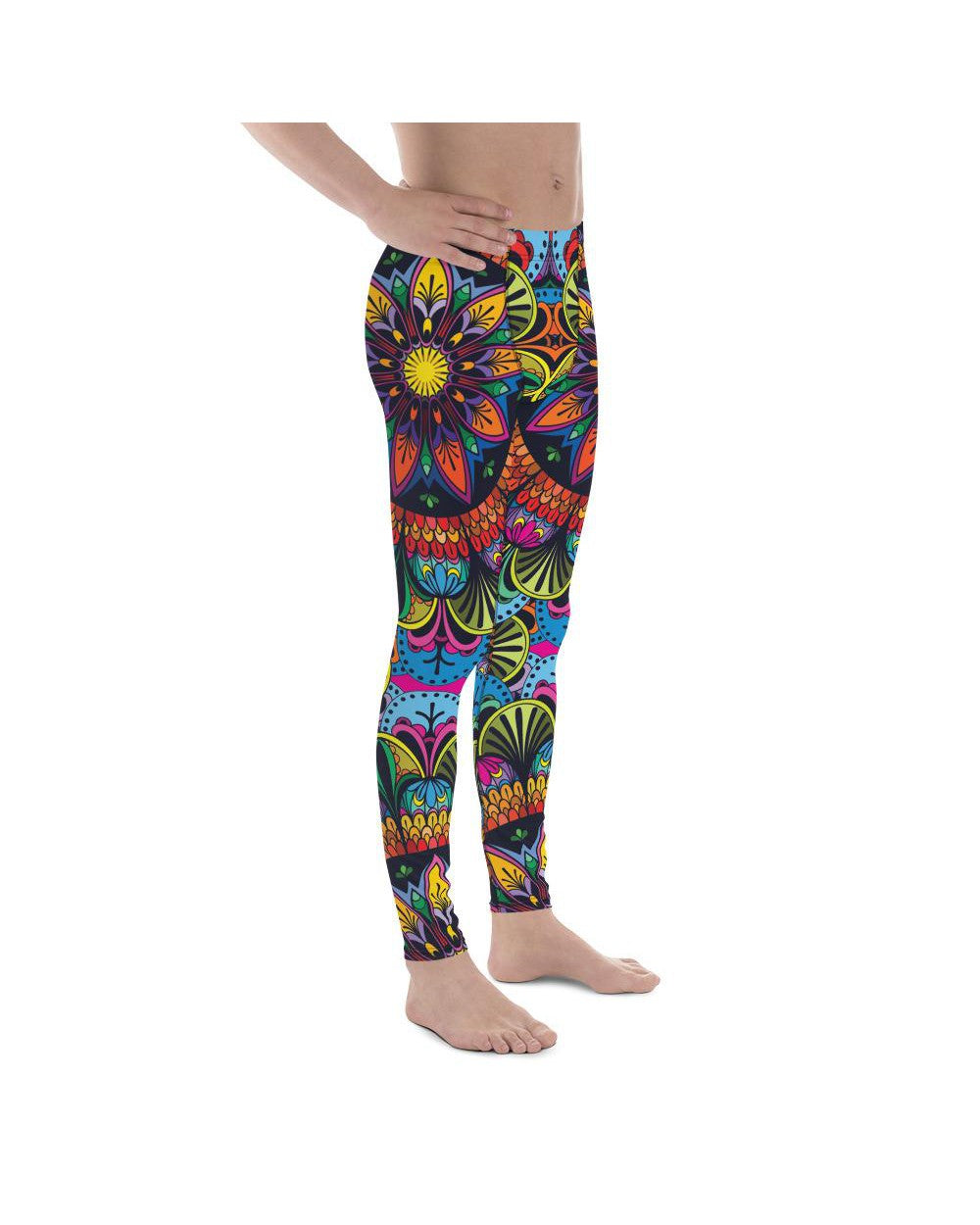 Mens Leggings Workout Colorful Mandala Meggings Blue | Gearbunch.com