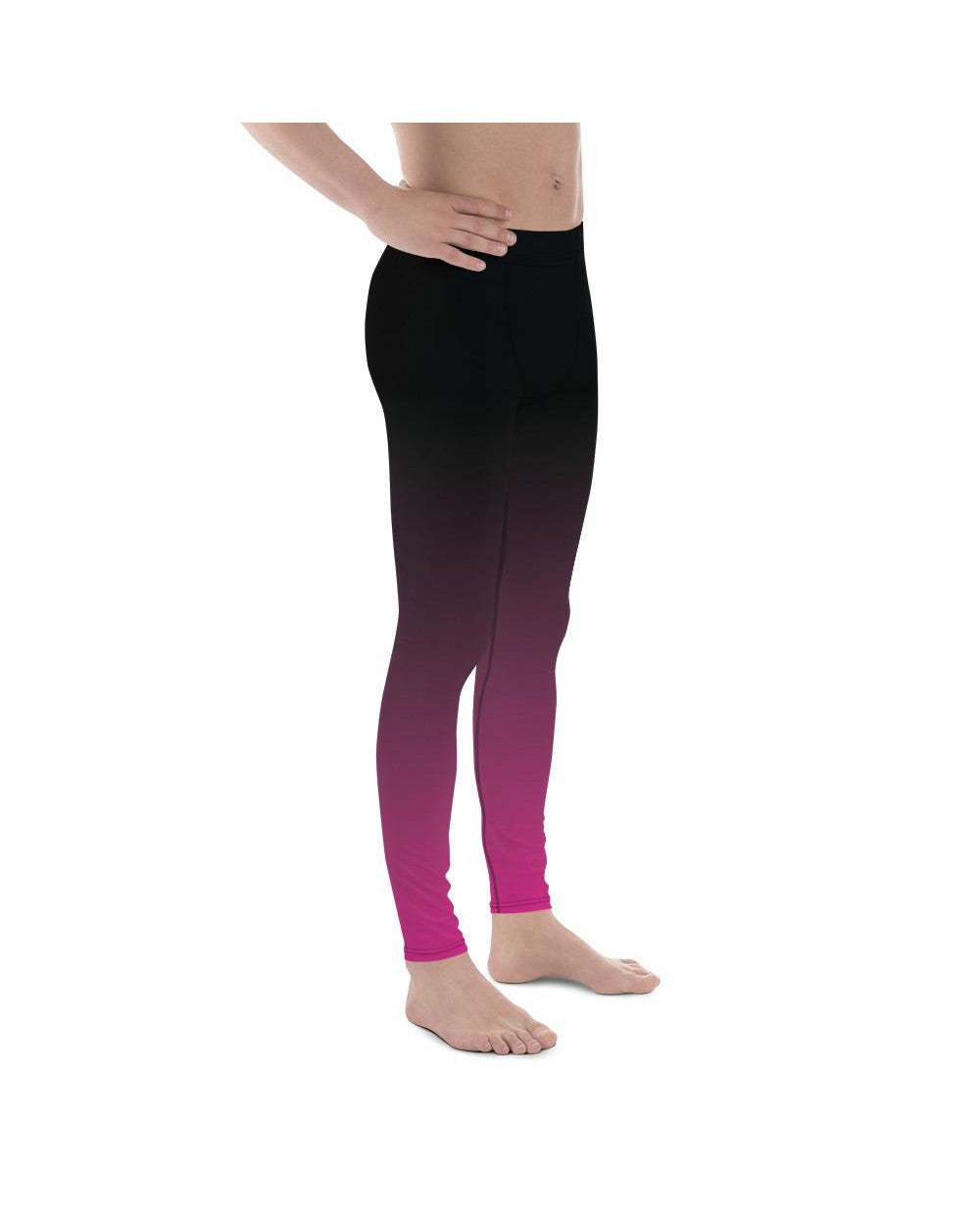 Mens Leggings Workout Ombre Black to Pink Meggings  | Gearbunch.com