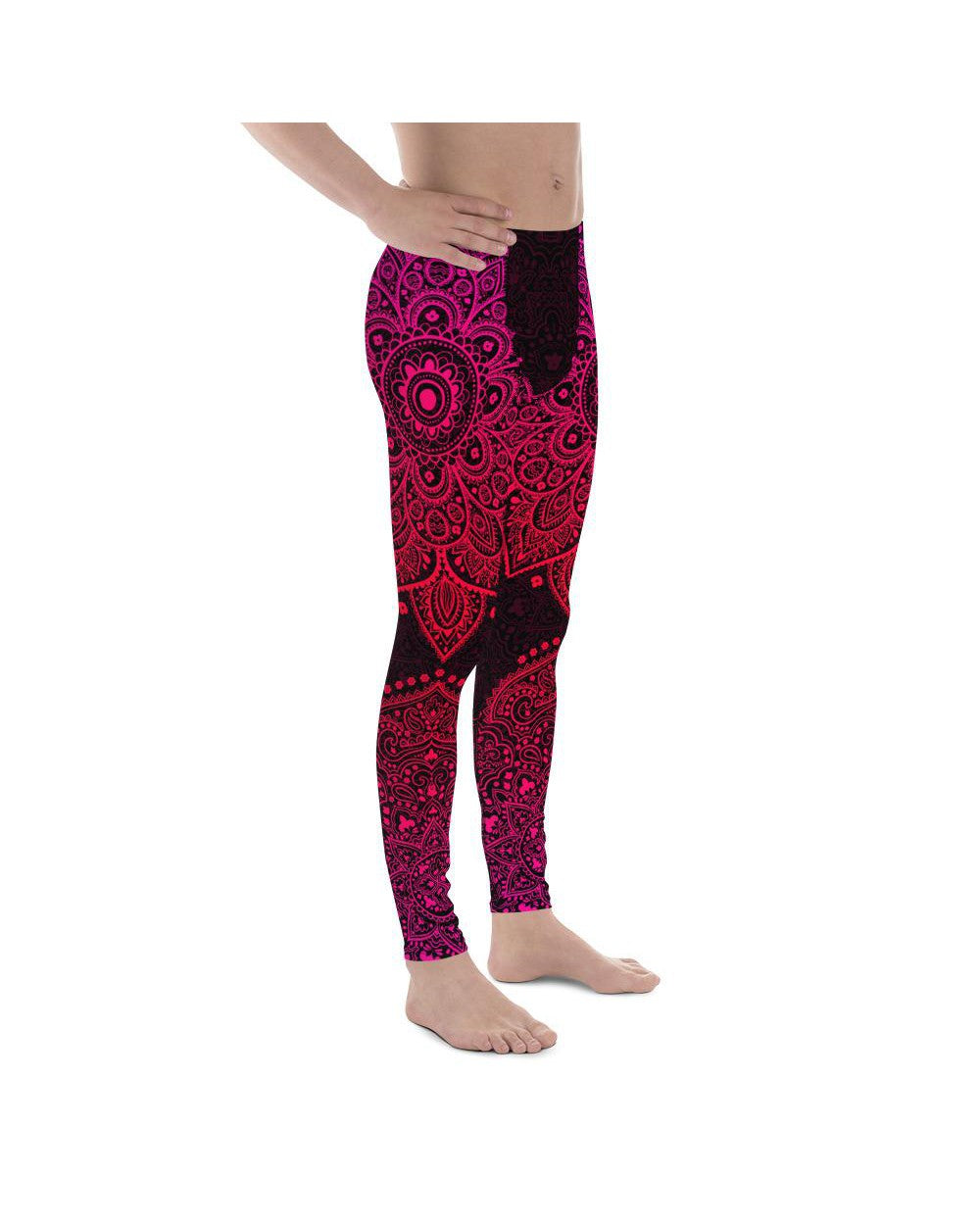 Mens Leggings Workout Pink Mandala Meggings Pink/Black | Gearbunch.com