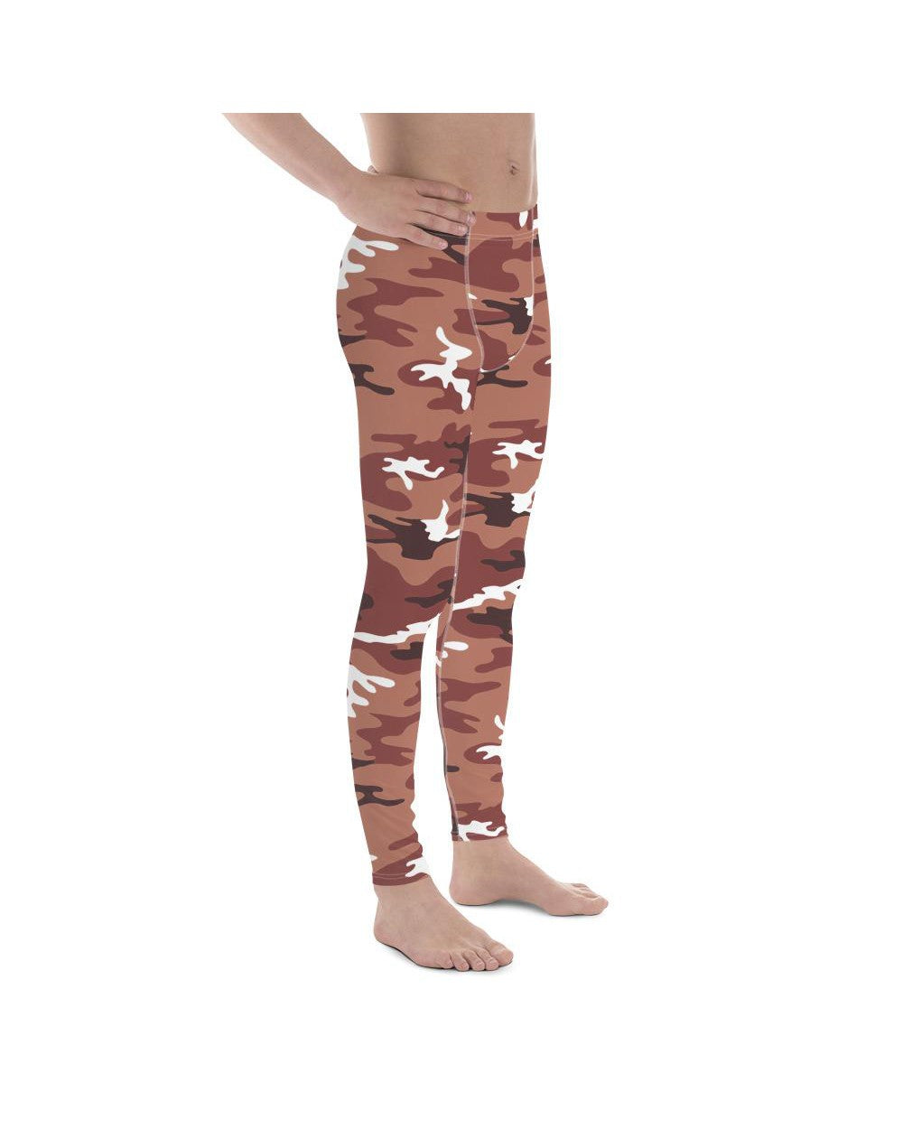 Mens Leggings Workout Brown Camo Meggings Brown/White | Gearbunch.com