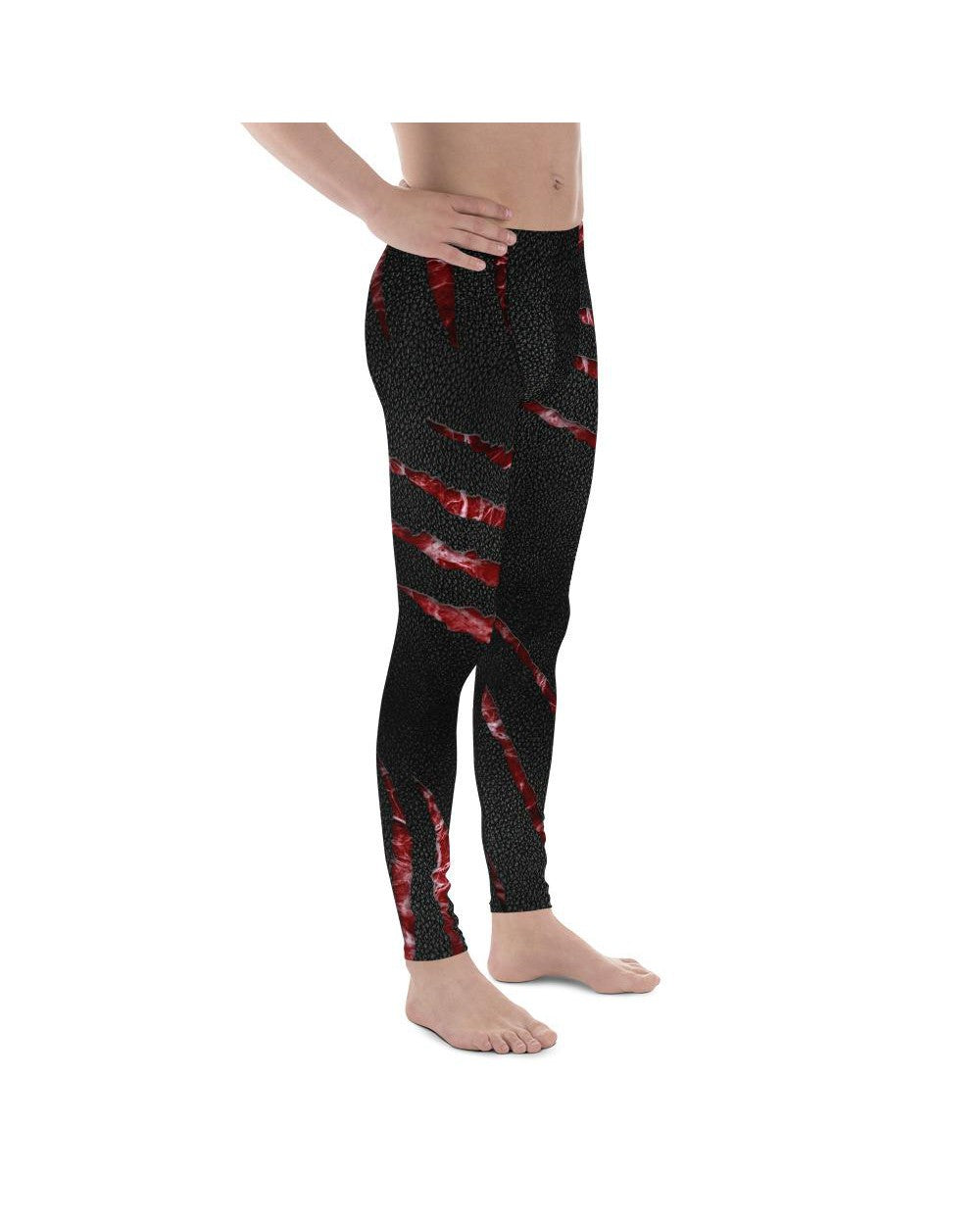 Mens Leggings Workout Ripped Flesh Meggings Red/Black | Gearbunch.com