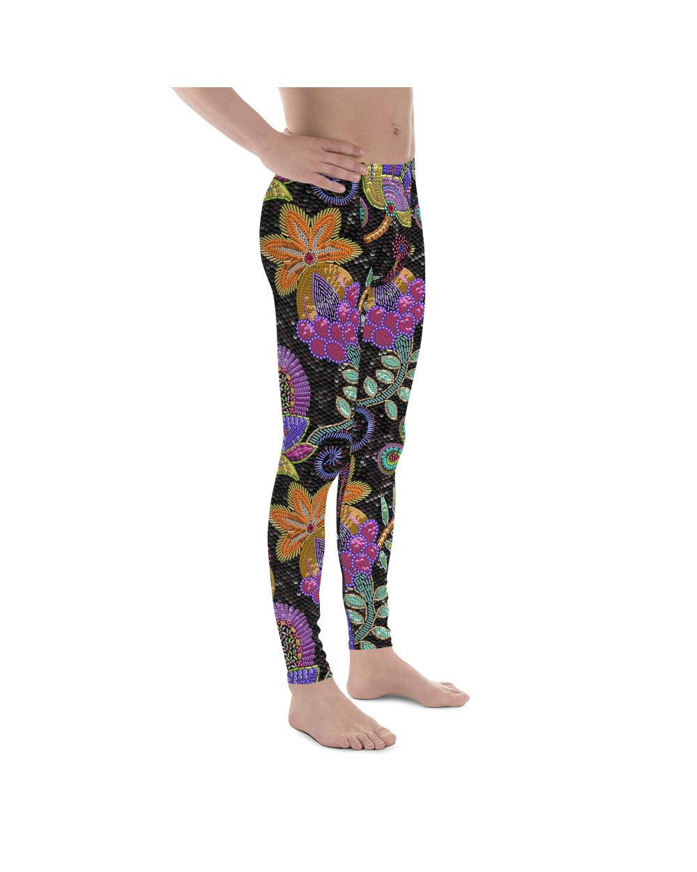 Mens Leggings Workout Faux Paillette Flower Meggings | Gearbunch.com