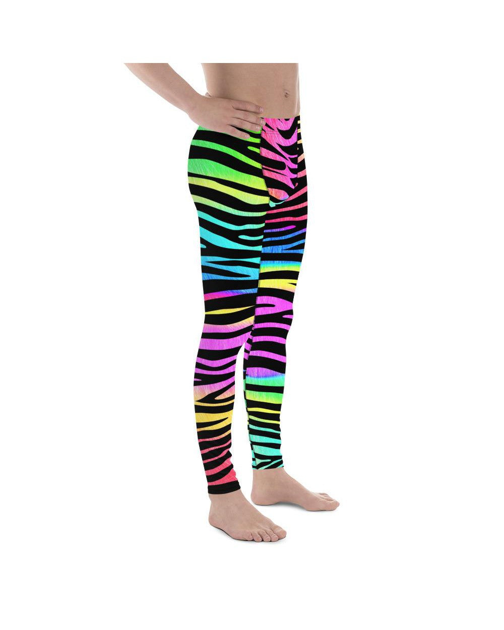 Mens Leggings Workout Colorful Zebra Striped Meggings | Gearbunch.com