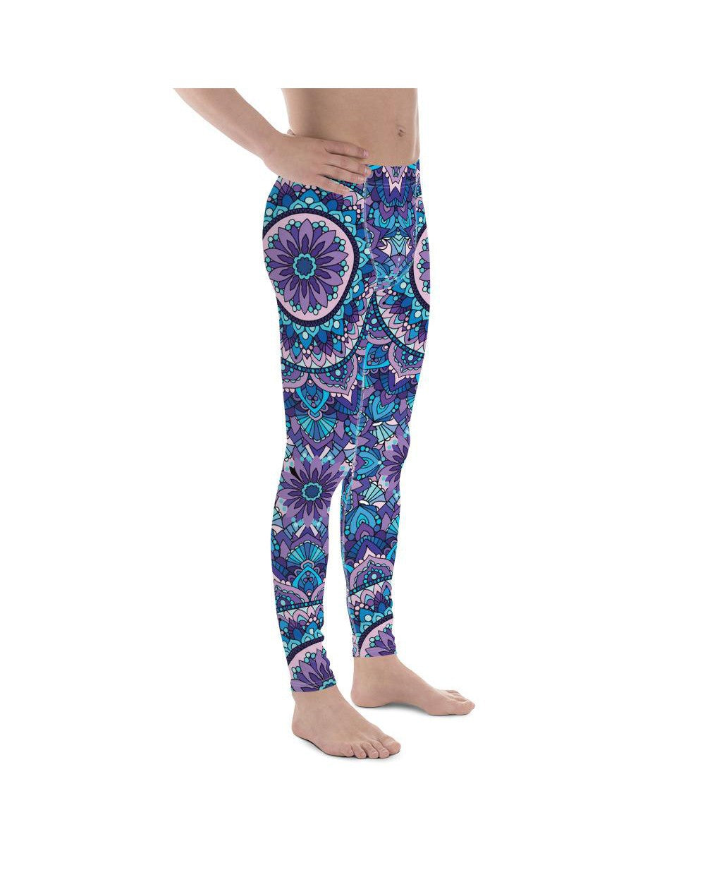 Mens Leggings Workout Colorful Blue Mandala Meggings | Gearbunch.com