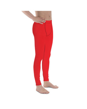 Mens Leggings Workout Solid Hot Red Meggings | Gearbunch.com