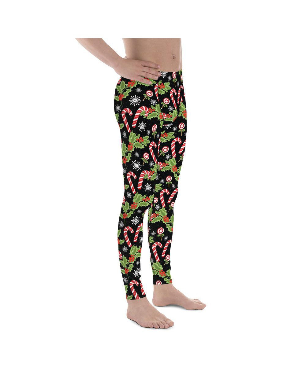 Mens Leggings Workout Holly Leaves Berries Meggings | Gearbunch.com