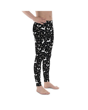 Mens Legging Workout Black Reindeer Christmas Meggings | Gearbunch.com