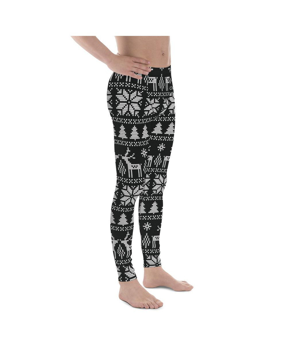 Mens Leggings B&W Ugly Christmas Meggings Black/White | Gearbunch.com