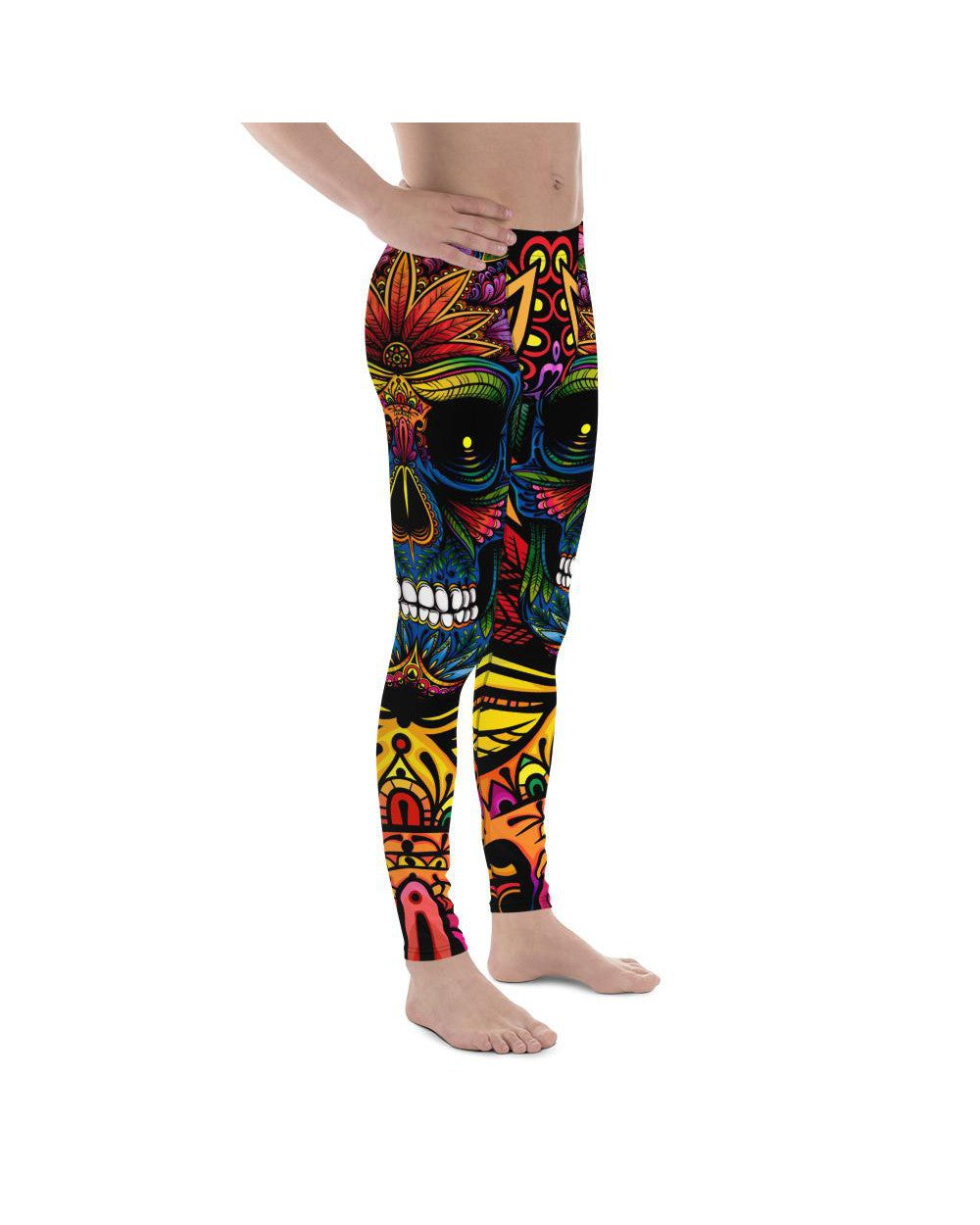 Mens Leggings Workout EDM - Rainbow Rave Skull Meggings | Gearbunch.com