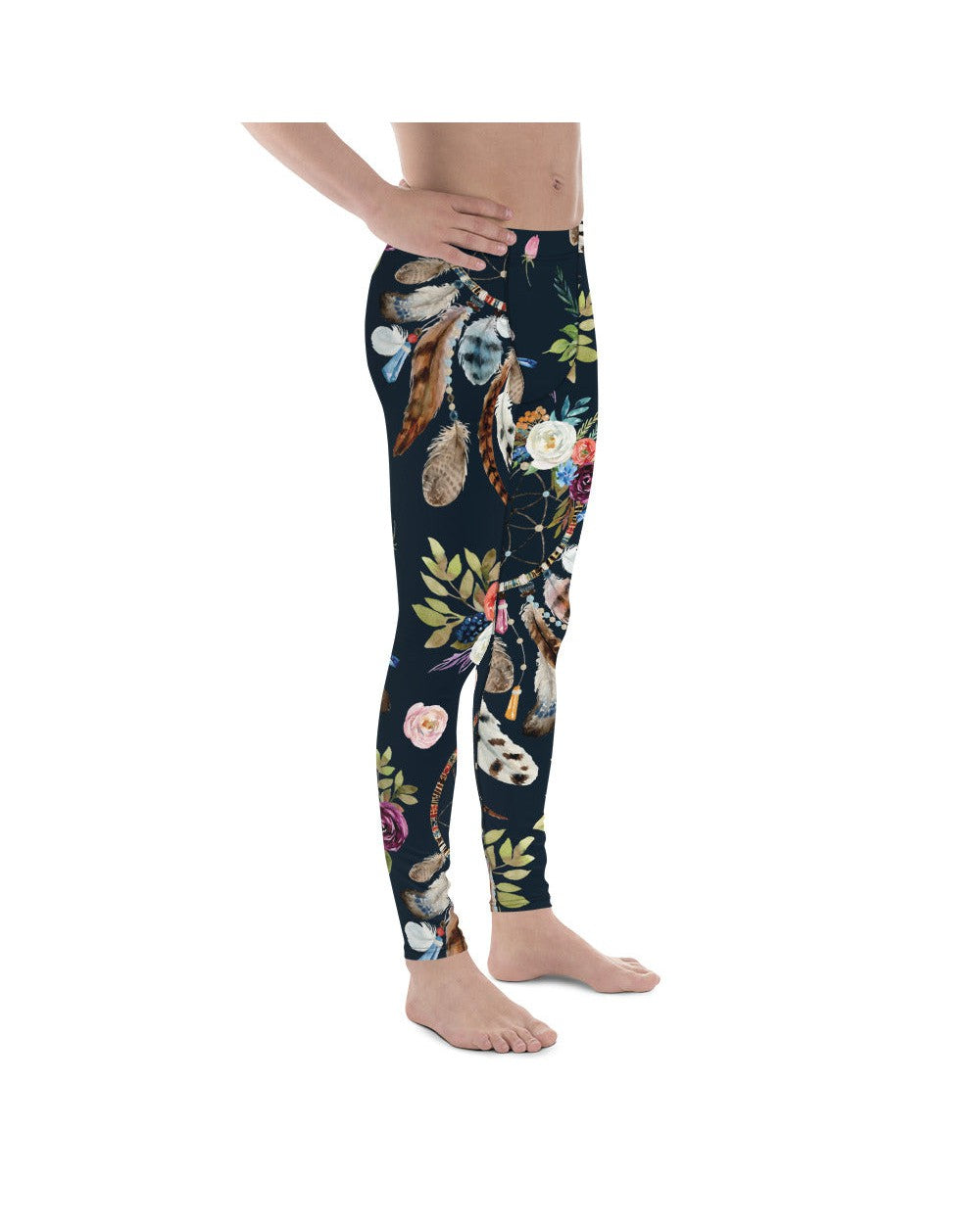 Mens Leggings Boho Dreamcatcher and Flowers Meggings | Gearbunch.com