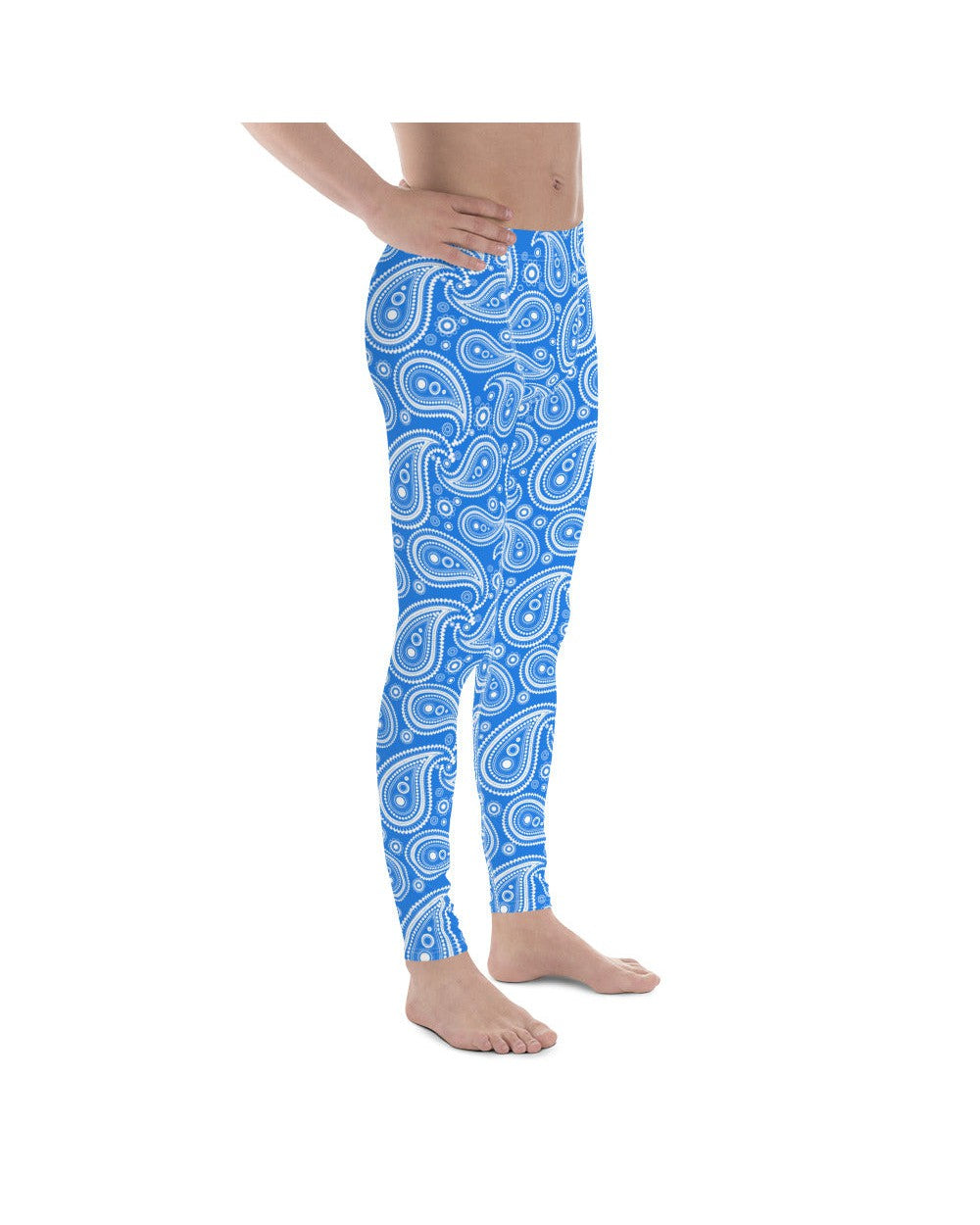 Mens Leggings Workout Blue & White Paisley Meggings | Gearbunch.com