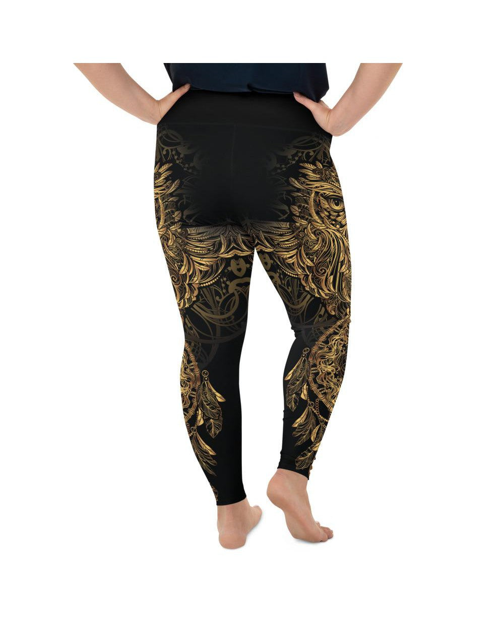 Golden Ornamental Owl Plus Size Leggings Gearbunch